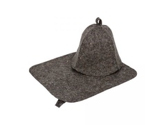 Набор для бани HOT POT (шапка+коврик) серый 2 предмета. 